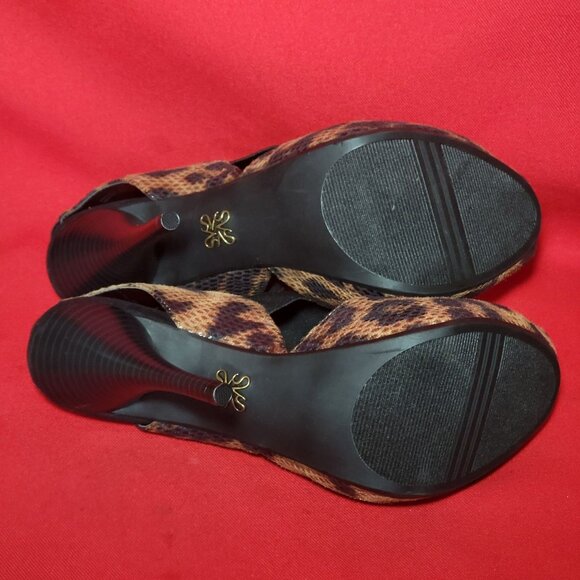 Simply Vera Strappy Leopard Print Stiletto Peep Toe Heel Shoes 8M - Picture 4 of 12